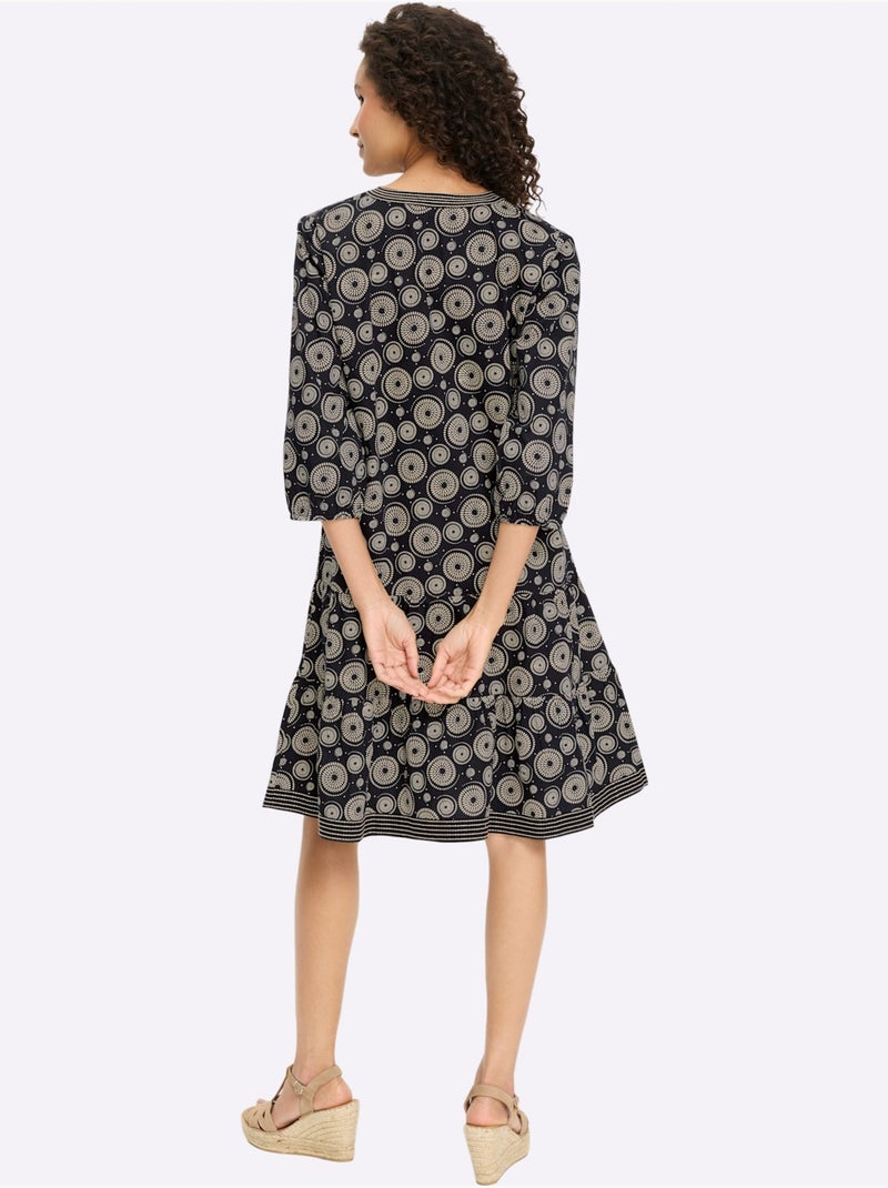 Robe Imprimée Qualité Tissée - Taille Standard - Helline Noir Jaune - Kiabi