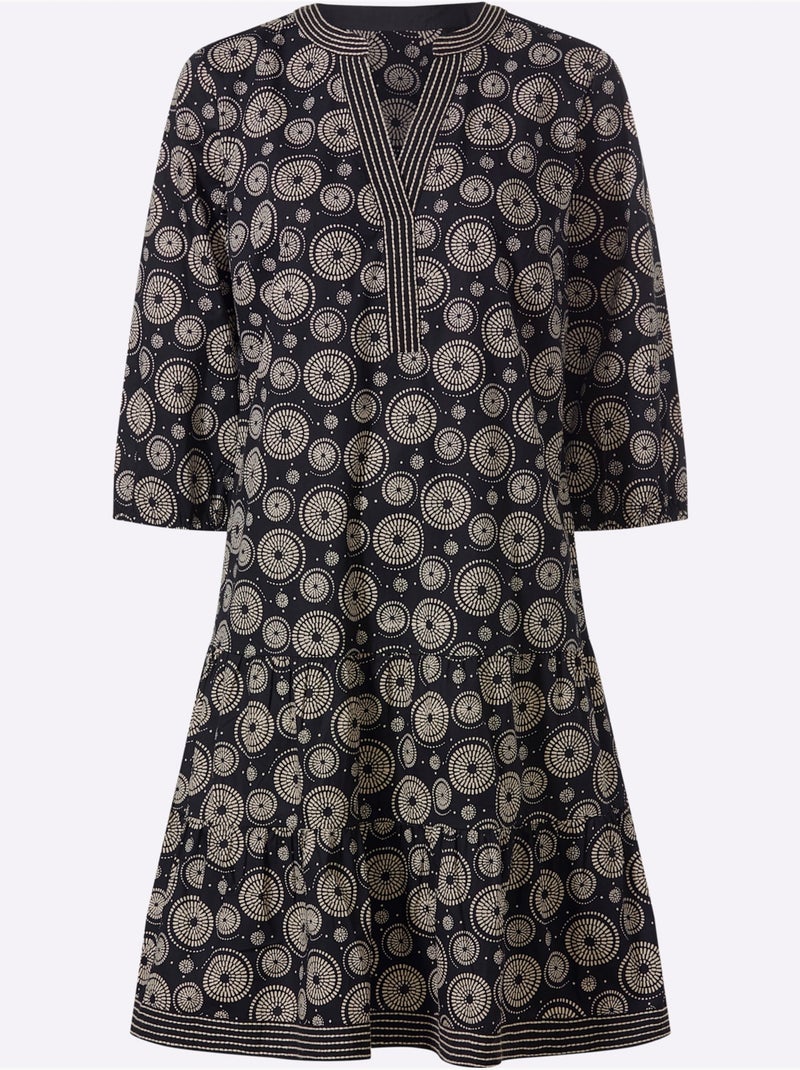 Robe Imprimée Qualité Tissée - Taille Standard - Helline Noir Jaune - Kiabi
