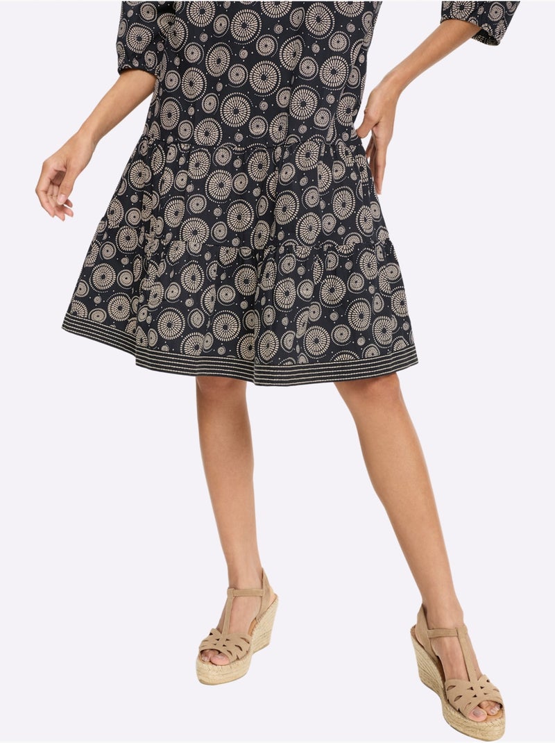 Robe Imprimée Qualité Tissée - Taille Standard - Helline Noir Jaune - Kiabi