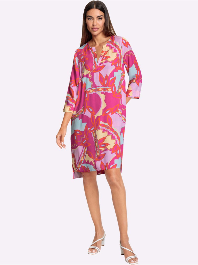 Robe Imprimée Qualité Tissée - Taille Standard - Helline Orange/Rose - Kiabi