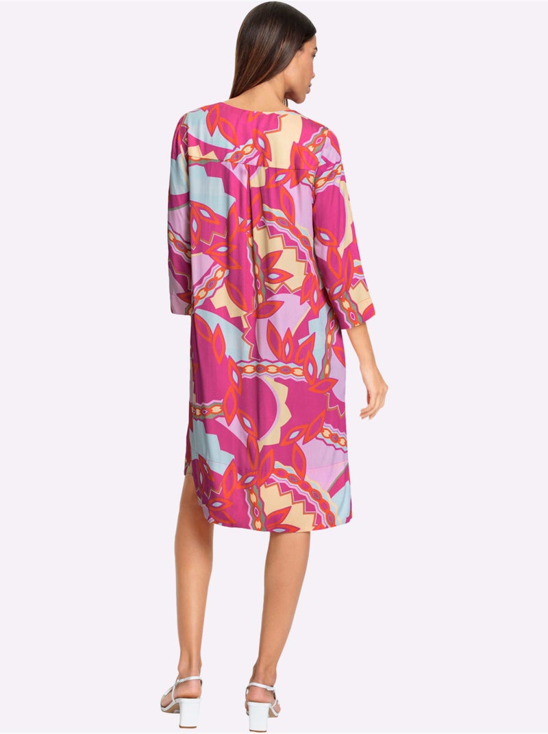 Robe Imprimée Qualité Tissée - Taille Standard - Helline Orange/Rose - Kiabi
