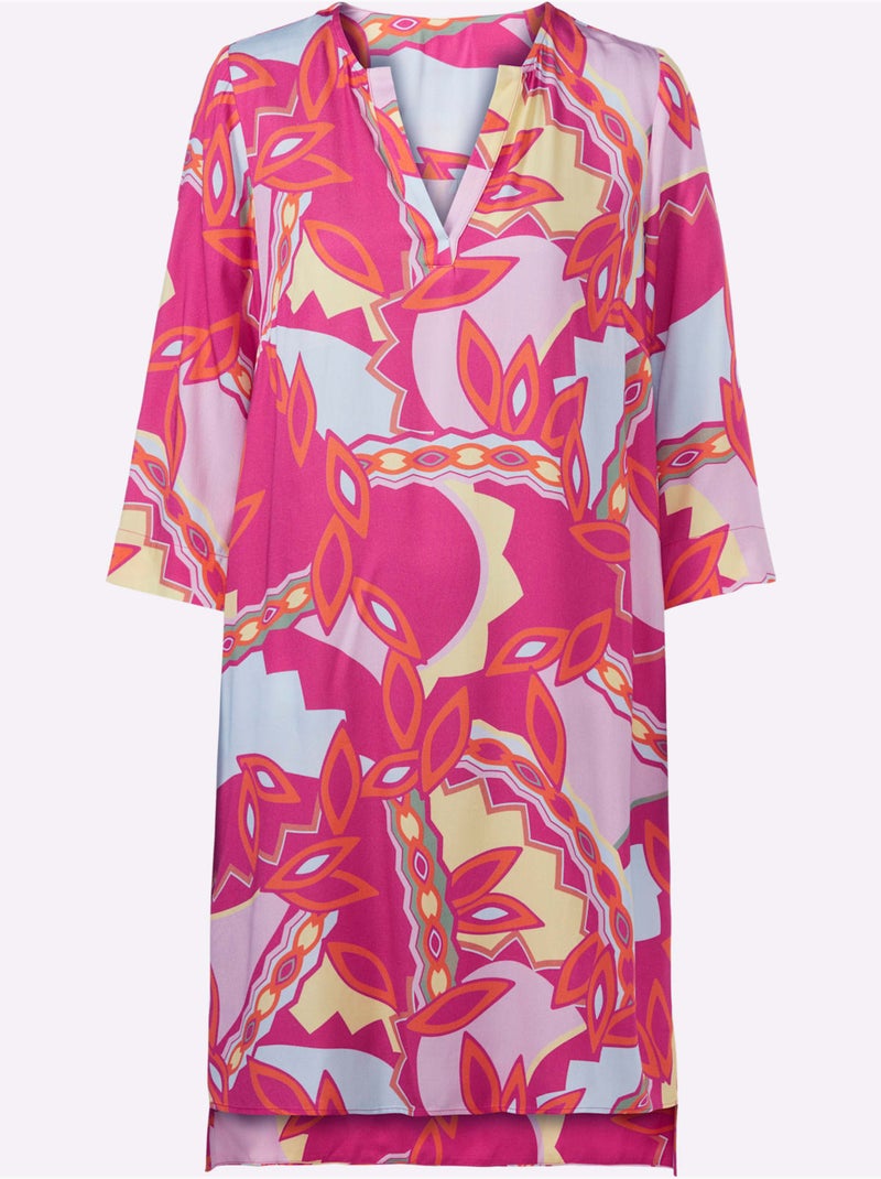 Robe Imprimée Qualité Tissée - Taille Standard - Helline Orange/Rose - Kiabi
