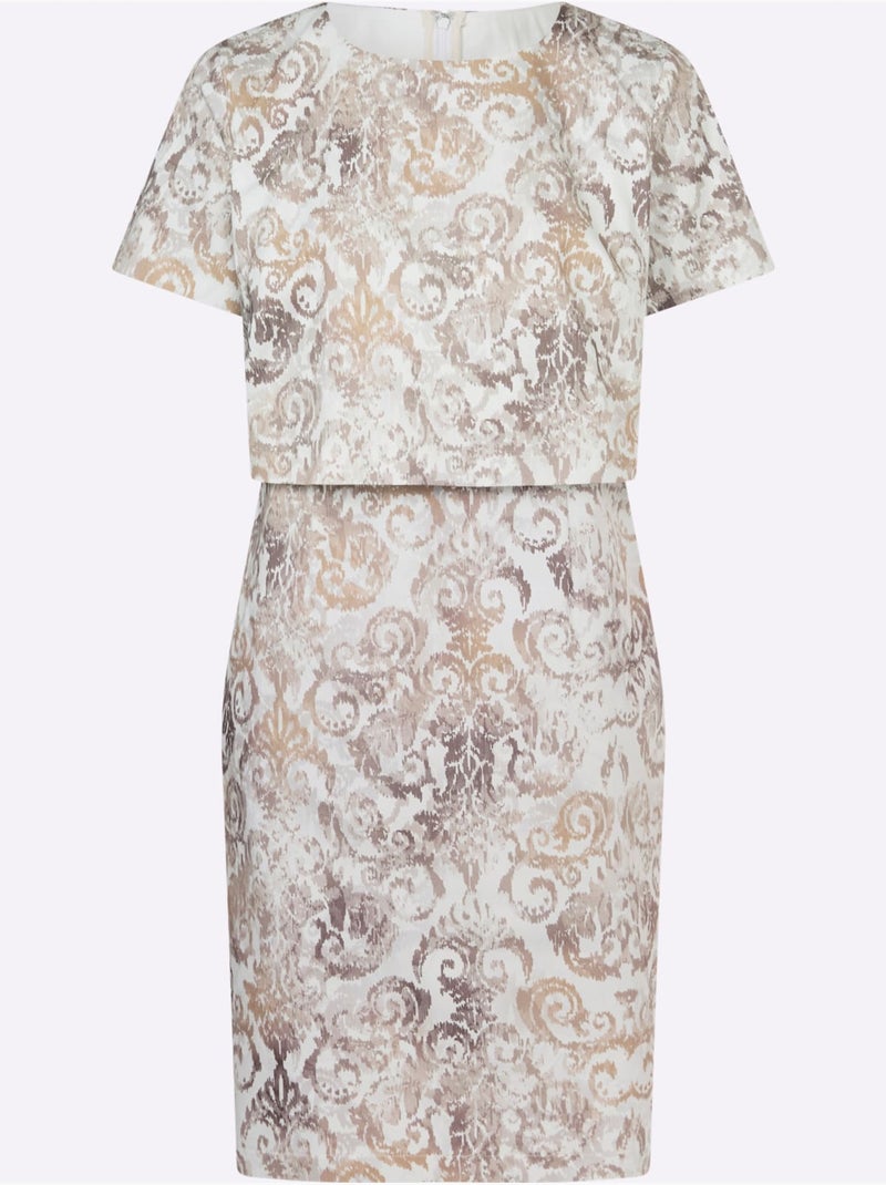 Robe Imprimée Qualité Tissée - Taille Standard - Witt Beige - Kiabi