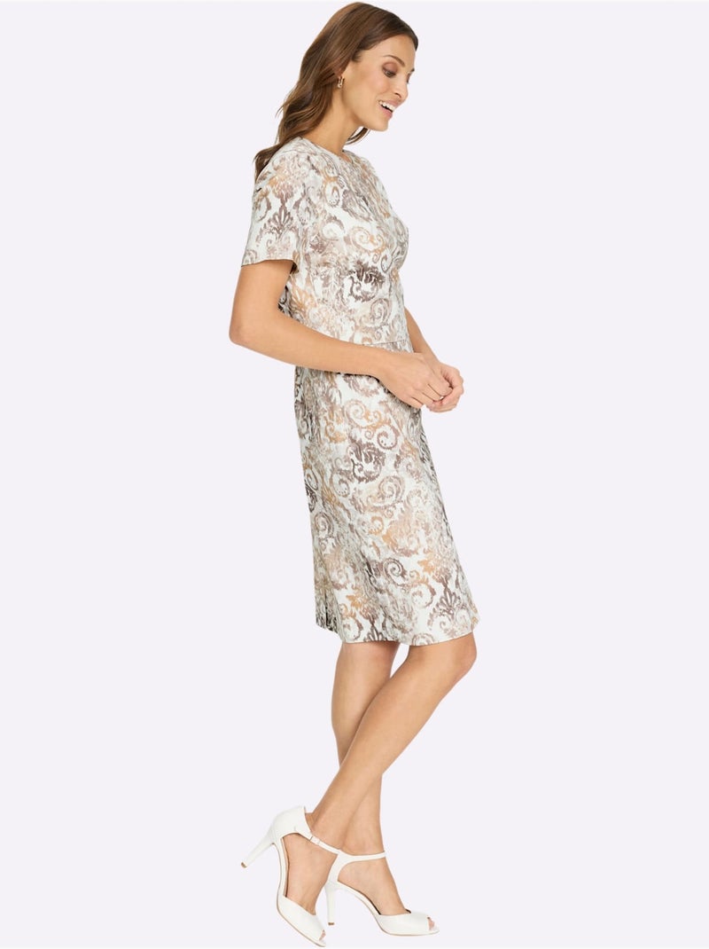 Robe Imprimée Qualité Tissée - Taille Standard - Witt Beige - Kiabi