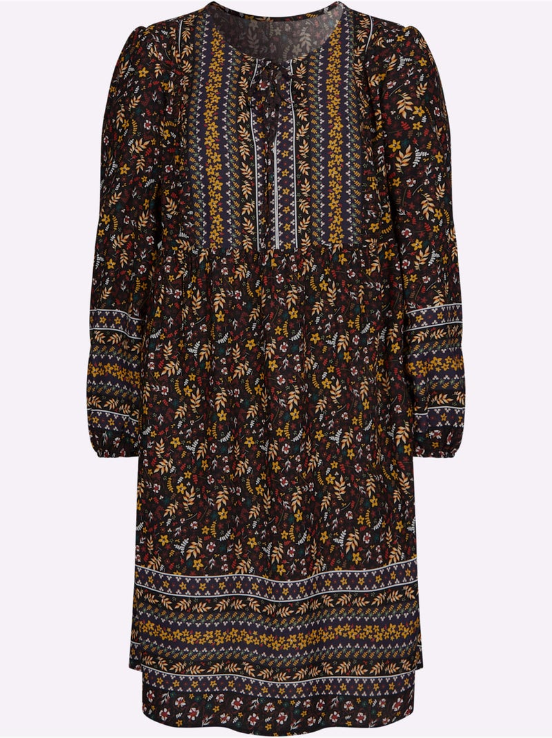 Robe Imprimée Qualité Tissée - Taille Standard - Witt Noir Rouge - Kiabi