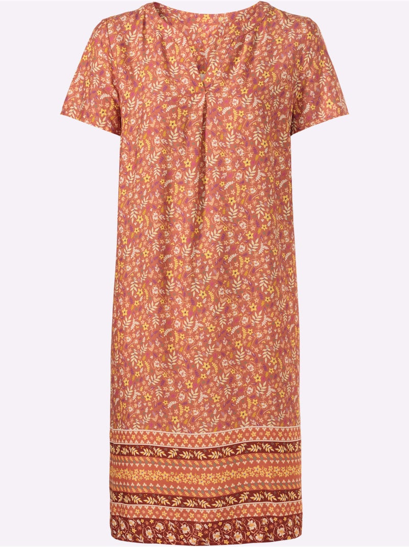 Robe Imprimée Qualité Tissée - Taille Standard - Witt Orange - Kiabi