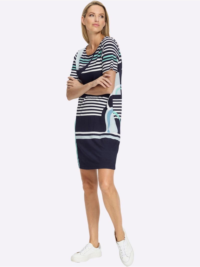 Robe Imprimée Qualité Viscose Douce - Taille Standard - Helline Bleu Bleu marine - Kiabi