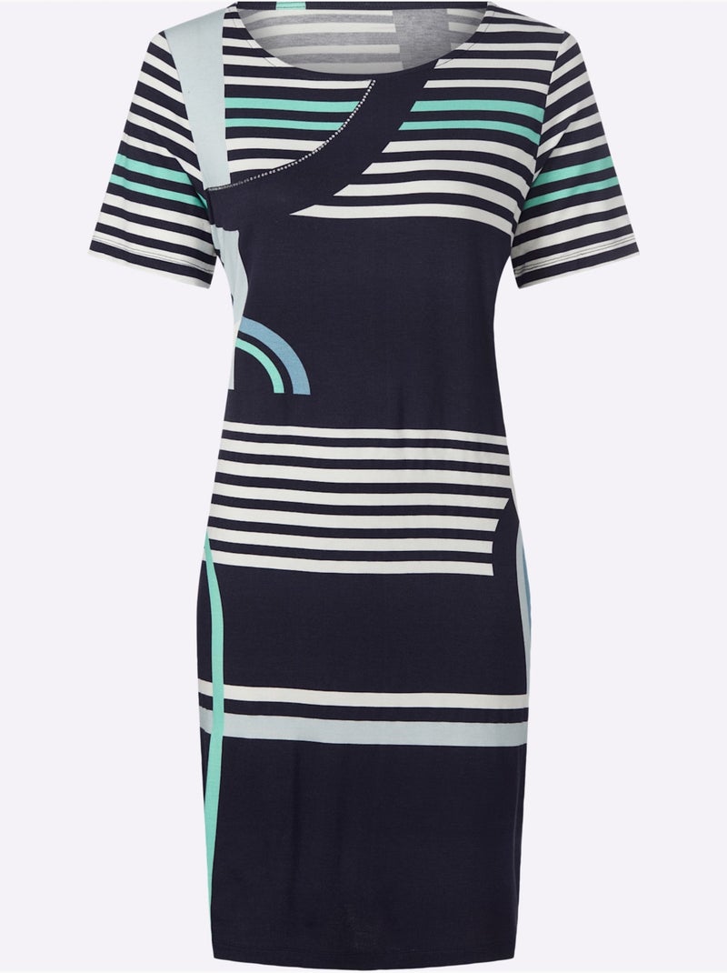 Robe Imprimée Qualité Viscose Douce - Taille Standard - Helline Bleu Bleu marine - Kiabi