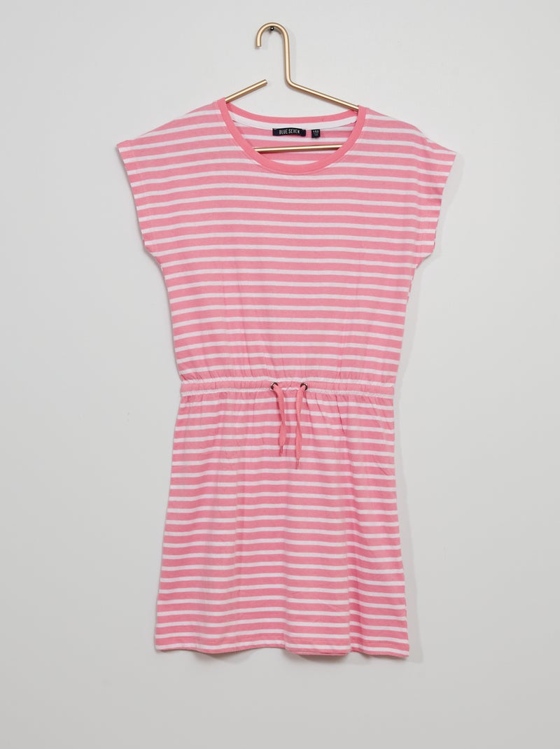 Robe imprimée 'rayures' rose - Kiabi