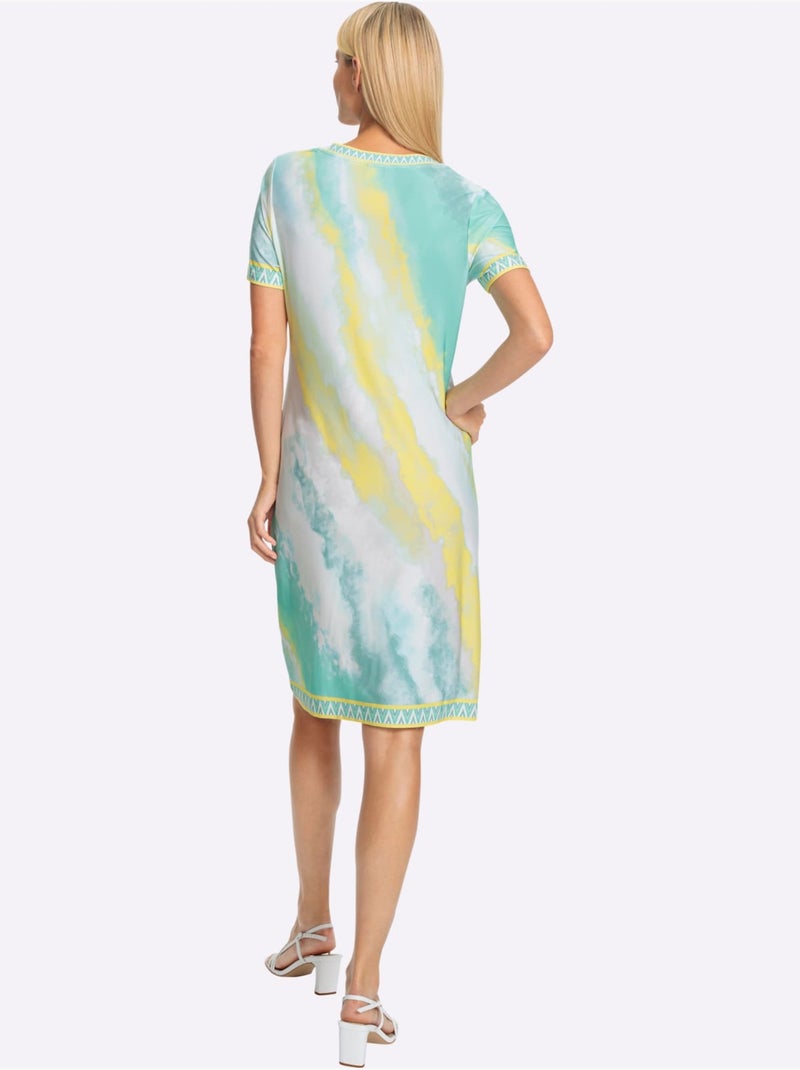 Robe Imprimée Robe En Jersey - Taille Standard - Helline Bleu Vert clair - Kiabi