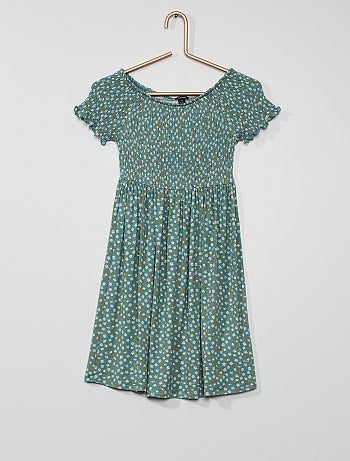 Robe imprimée smockée