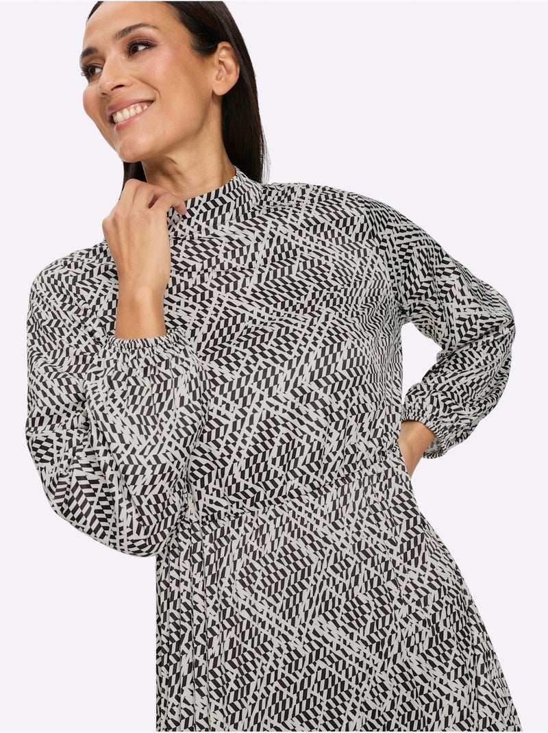 Robe Imprimée Superbe Motif Graphique - Taille Standard - Helline Noir Blanc - Kiabi