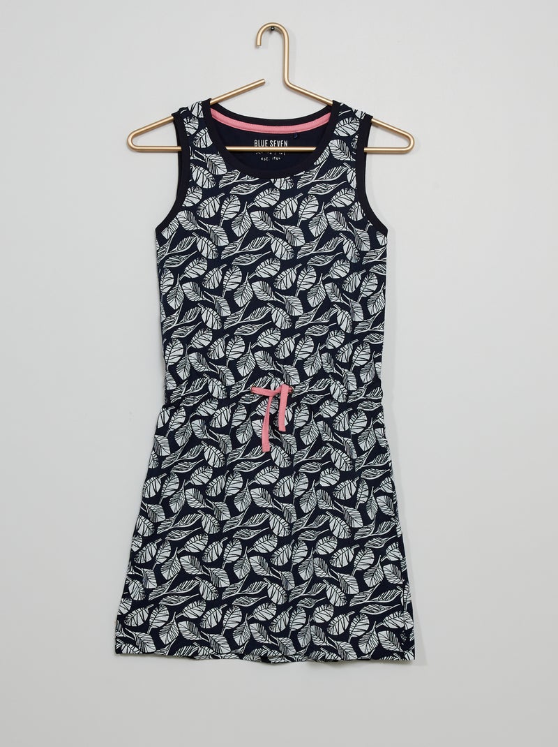 Robe imprimée 'tropical' bleu marine - Kiabi