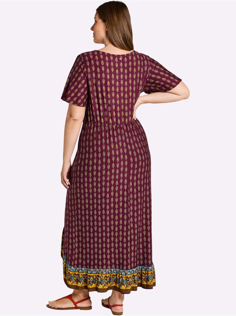 Robe Imprimée Viscose - Taille Standard - Sheego Bordeaux - Kiabi