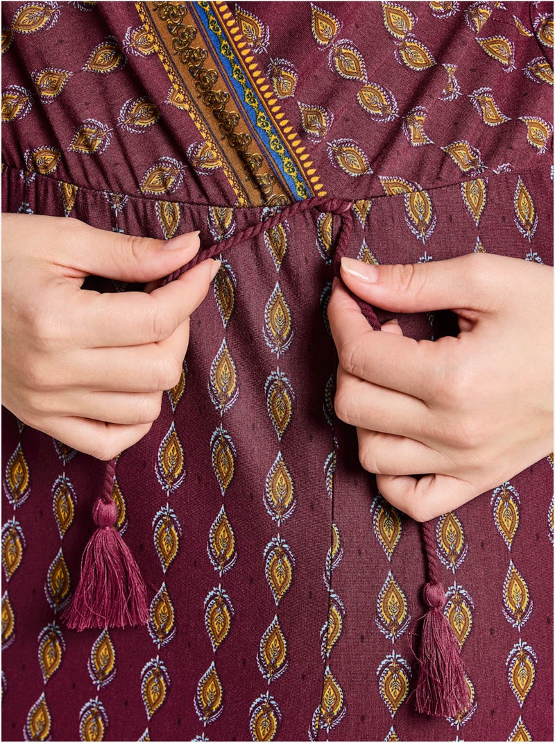 Robe Imprimée Viscose - Taille Standard - Sheego Bordeaux - Kiabi