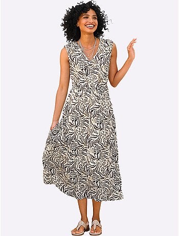 Robe Imprimée Viscose Douce Et Fluide - Taille Standard - Helline