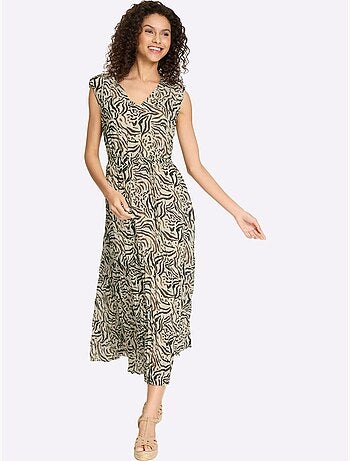 Robe Imprimée Viscose Douce Et Fluide - Taille Standard - Helline