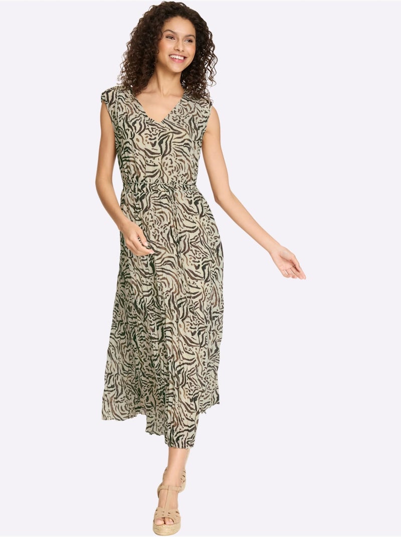 Robe Imprimée Viscose Douce Et Fluide - Taille Standard - Helline Sable - Kiabi