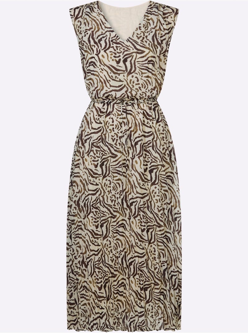 Robe Imprimée Viscose Douce Et Fluide - Taille Standard - Helline Sable - Kiabi