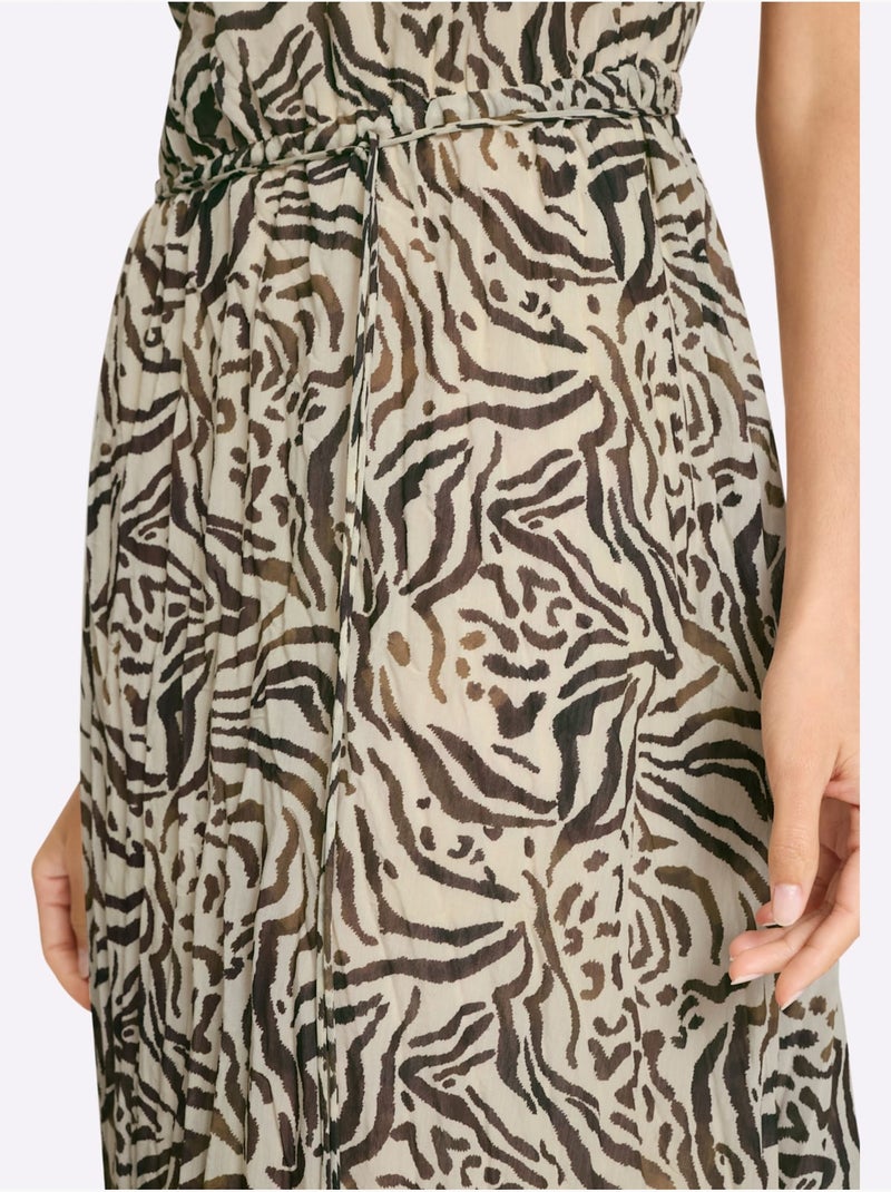 Robe Imprimée Viscose Douce Et Fluide - Taille Standard - Helline Sable - Kiabi