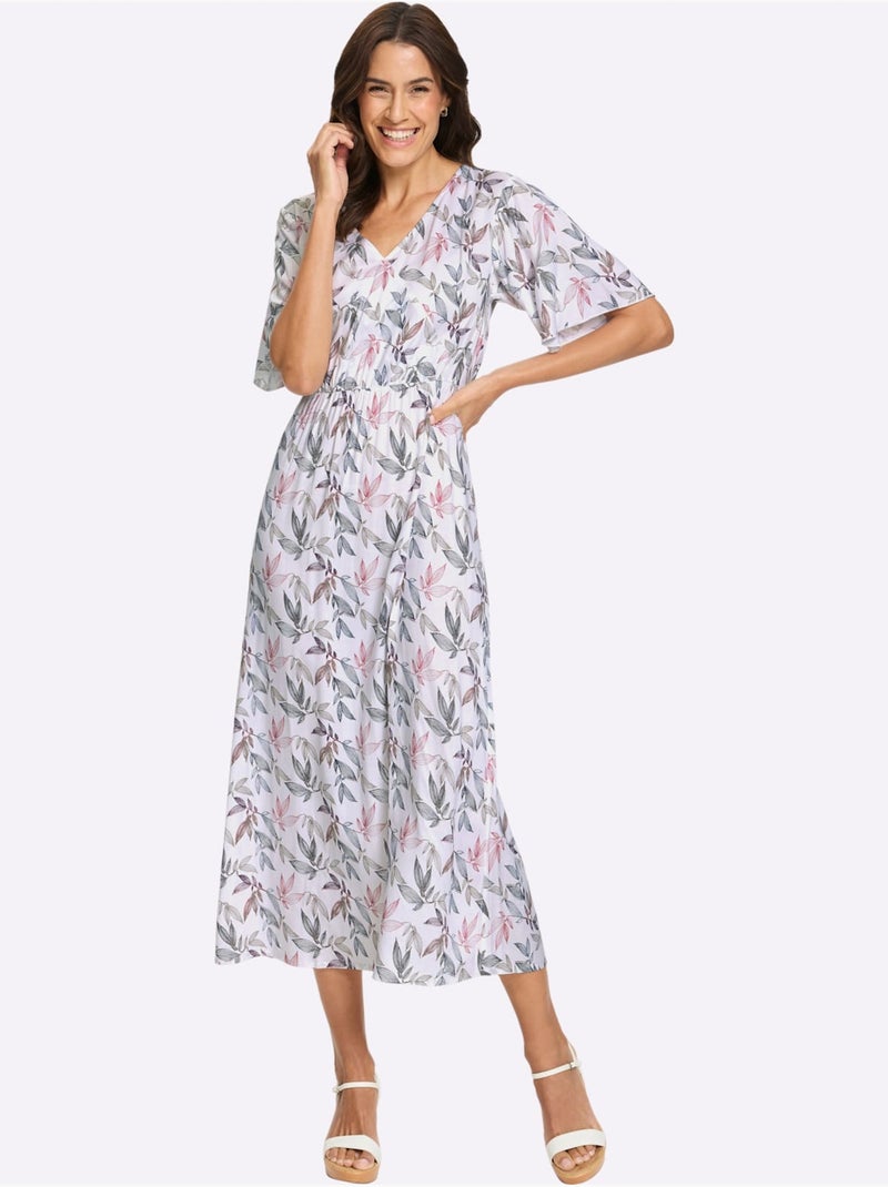 Robe Imprimée Viscose (ecovero) - Taille Standard - Witt Bleu Ecru - Kiabi