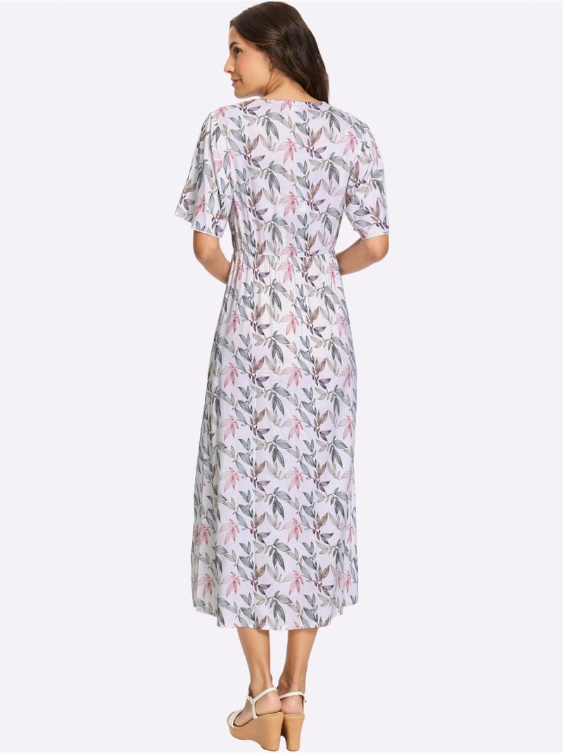 Robe Imprimée Viscose (ecovero) - Taille Standard - Witt Bleu Ecru - Kiabi