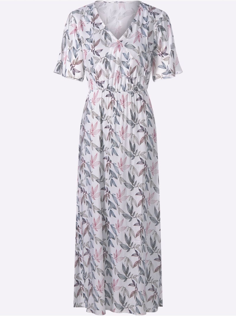 Robe Imprimée Viscose (ecovero) - Taille Standard - Witt Bleu Ecru - Kiabi