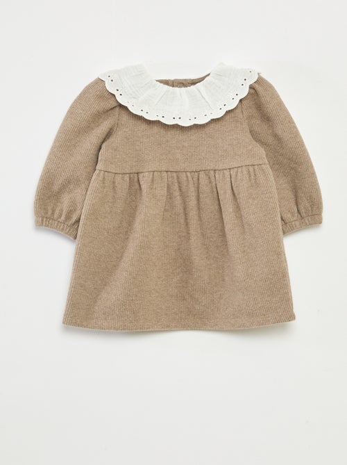 Robe interlock avec grand col gaze de coton - Kiabi