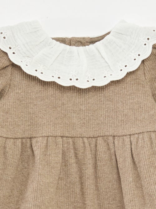 Robe interlock avec grand col gaze de coton - Kiabi