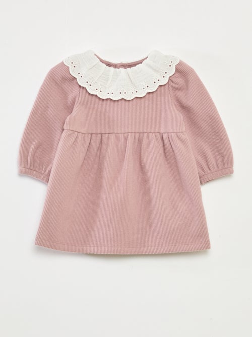 Robe interlock avec grand col gaze de coton - Kiabi