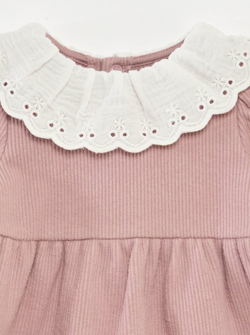 Robe interlock avec grand col gaze de coton - Kiabi