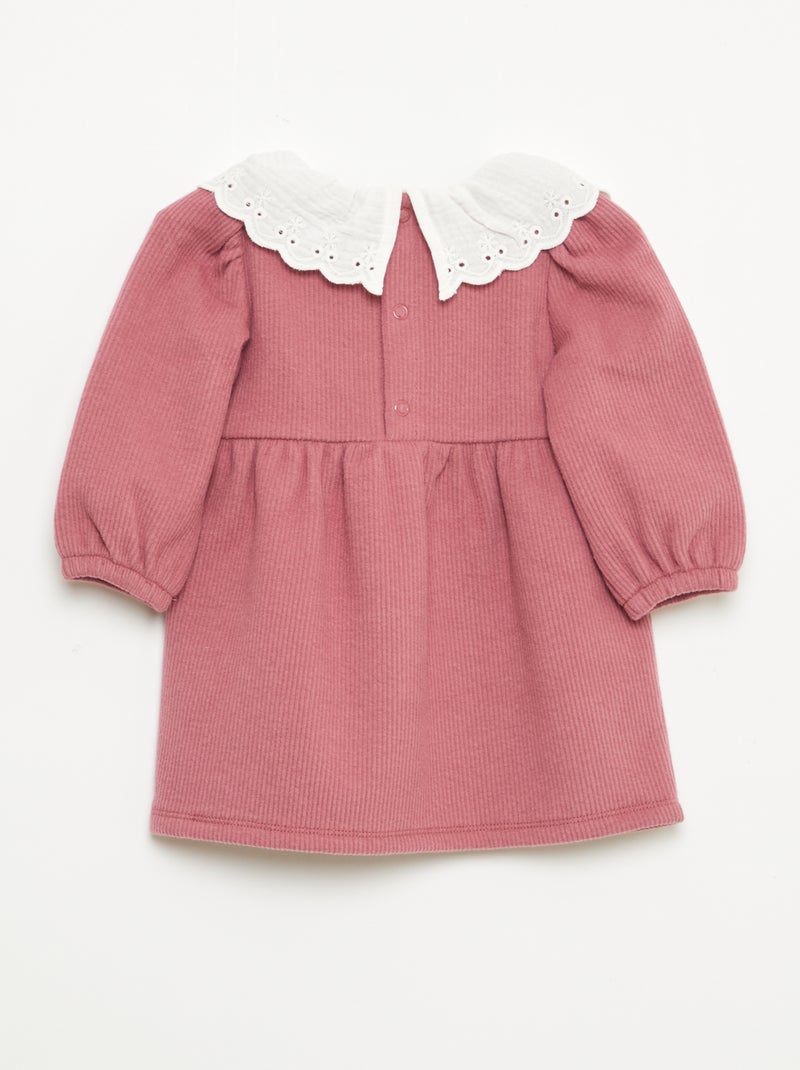 Robe interlock avec grand col gaze de coton Rose - Kiabi