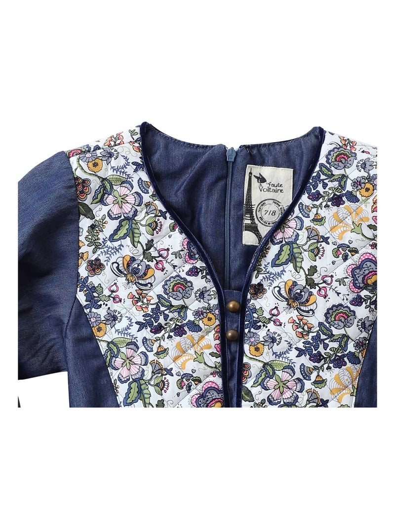 Robe Intersaison Coton  Fleurie Liberty    MARGOT - La Faute à Voltaire Bleu - Kiabi