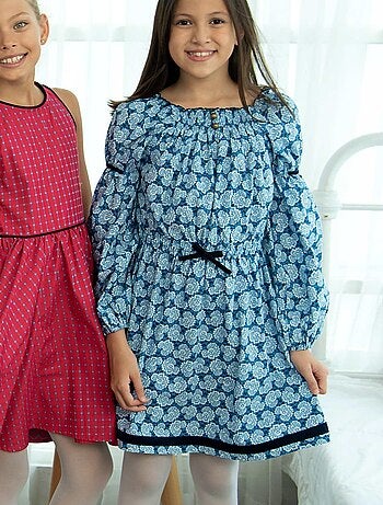 Robe Intersaison Fleurie Col Smocks CHIMENE - La Faute à Voltaire