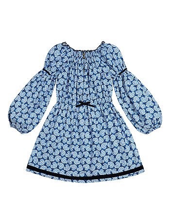 Robe Intersaison Fleurie Col Smocks CHIMENE - La Faute à Voltaire
