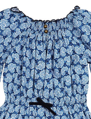 Robe Intersaison Fleurie Col Smocks CHIMENE - La Faute à Voltaire