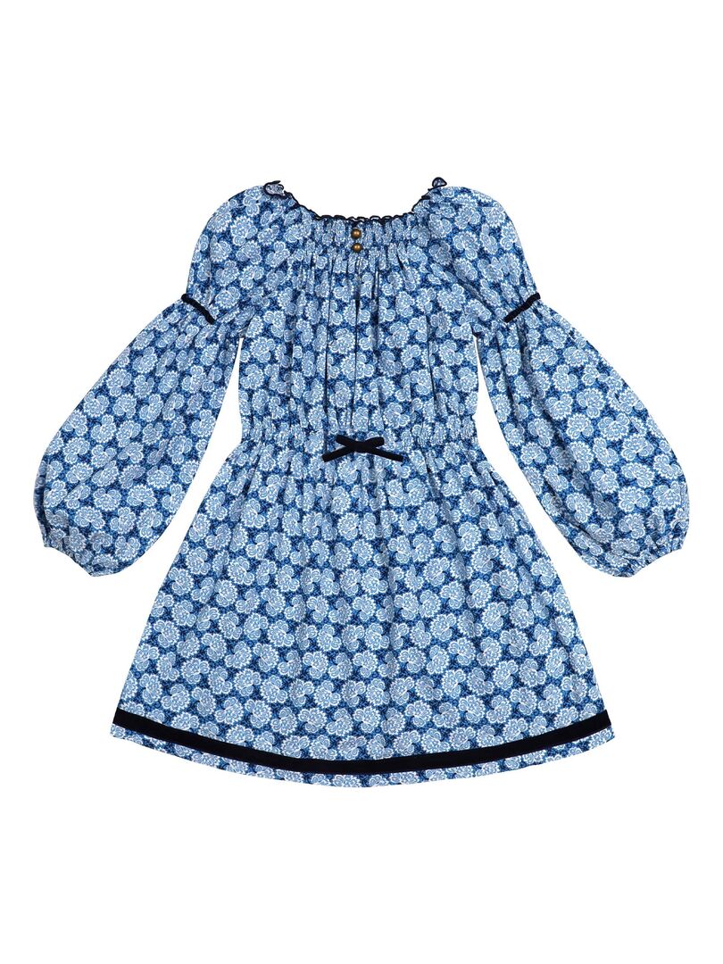 Robe Intersaison Fleurie Roi Fille Col Smocks Chimene La Faute à Voltaire Bleu Blanc Bleu 2628