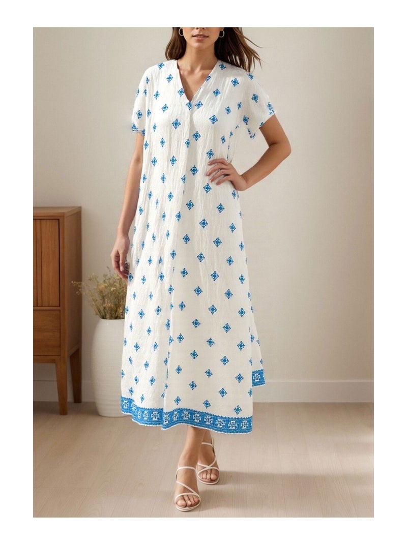 Robe Kebello Blanc Bleu - Kiabi
