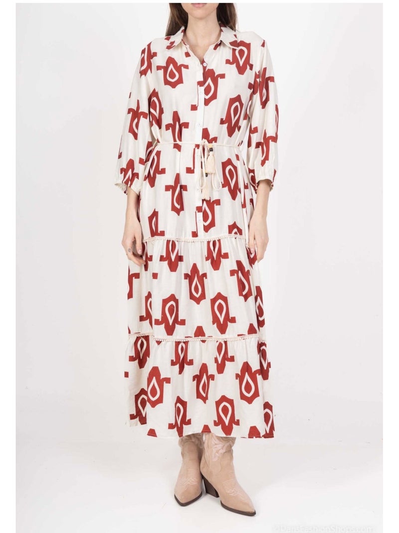 Robe Kebello Blanc Rouge - Kiabi