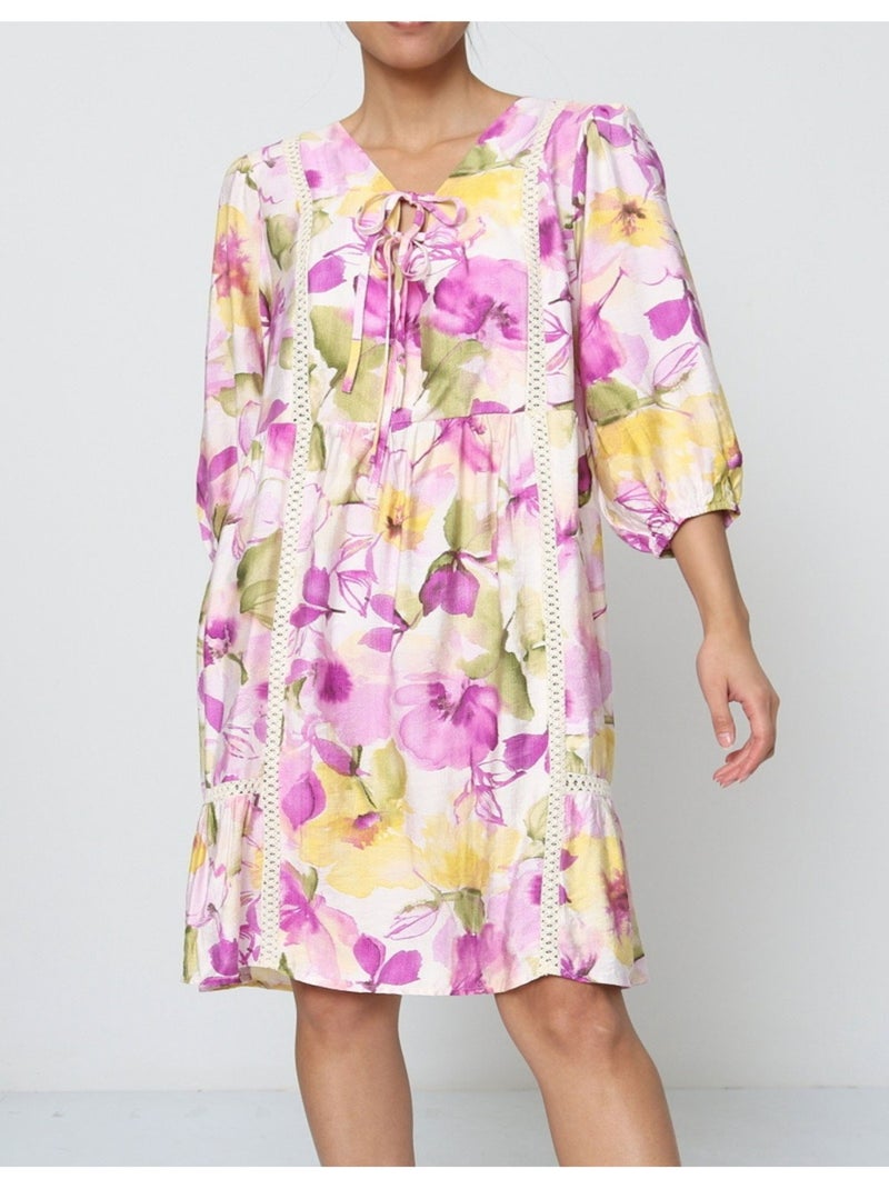 Robe Kebello Blanc Violet - Kiabi