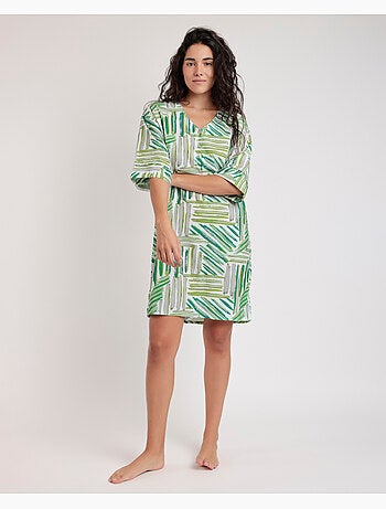 Robe kimono d'été verte à manches françaises pour femme ADMAS