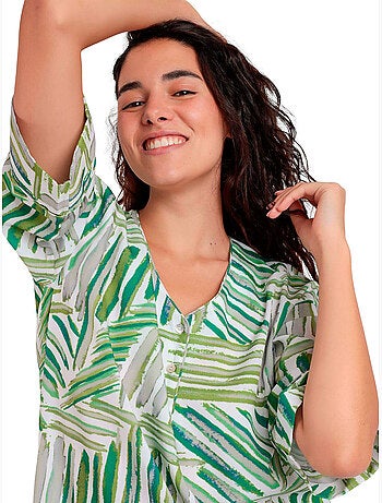 Robe kimono d'été verte à manches françaises pour femme ADMAS