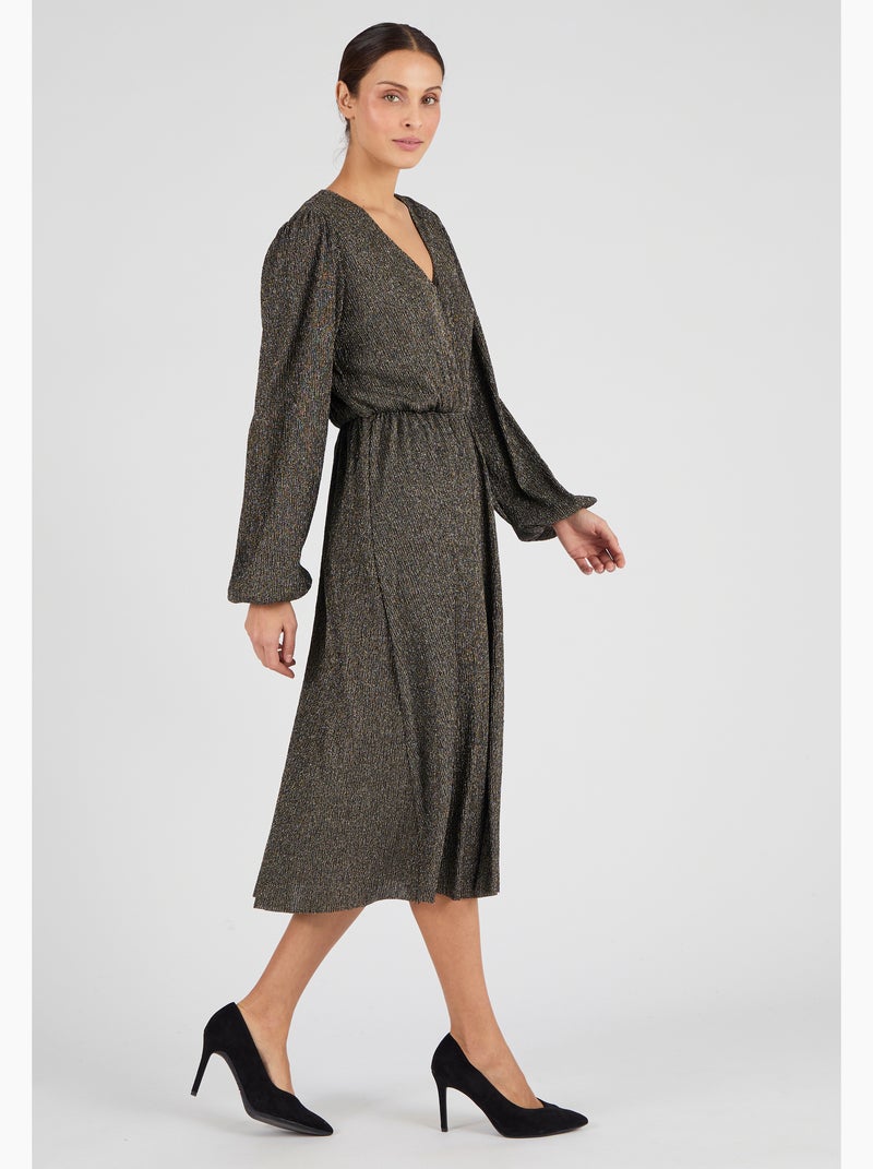 Robe lamée effet cache-coeur - Damart Jaune - Kiabi