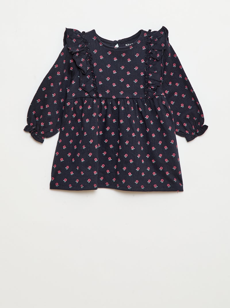 Robe légère à manches longues à motif Bleu - Kiabi