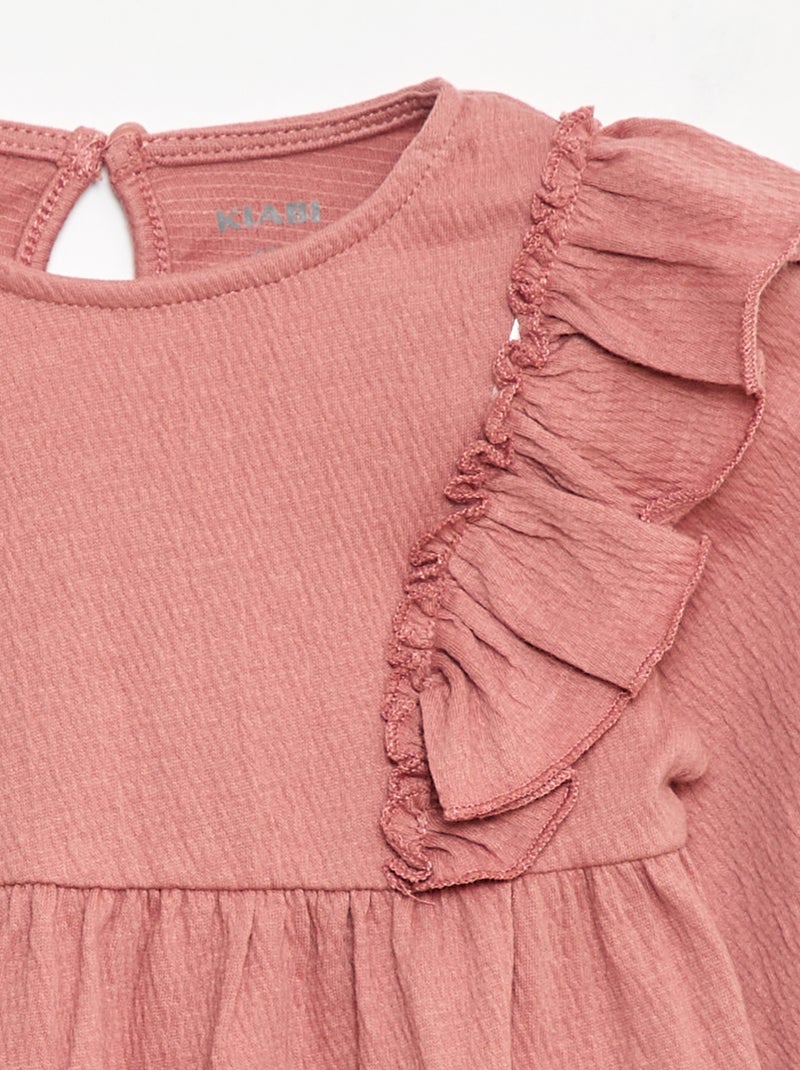 Robe légère à manches longues à motif Rose - Kiabi