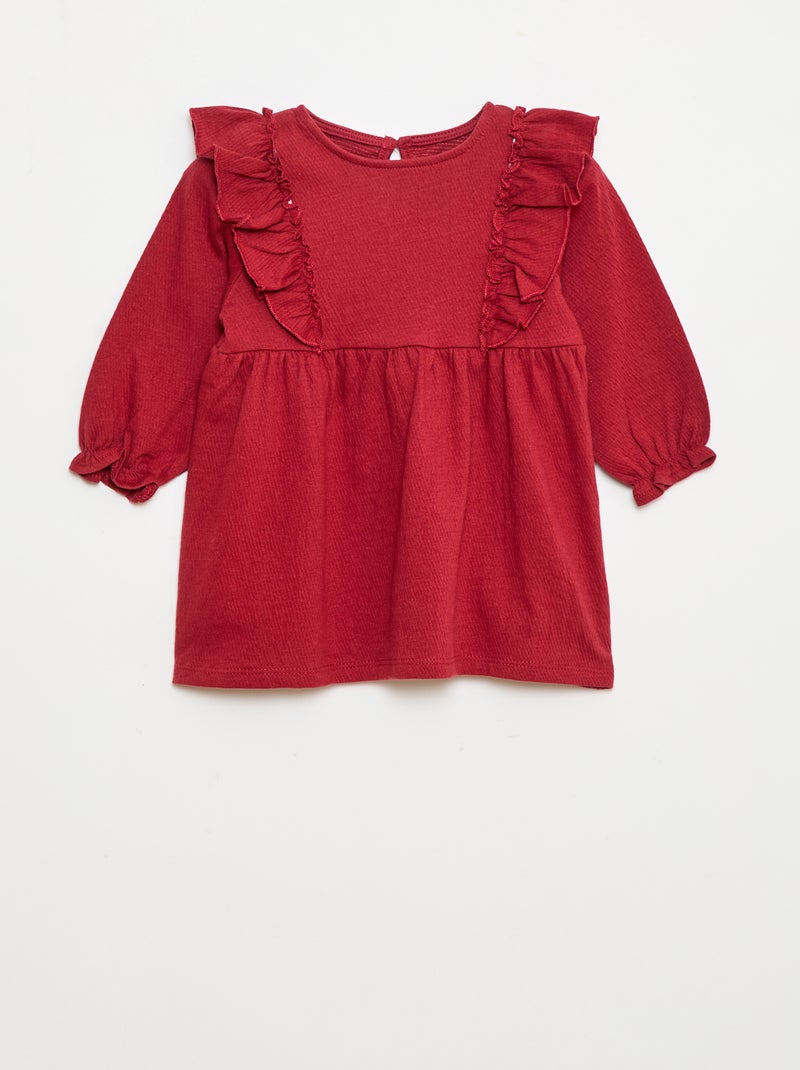 Robe légère à manches longues à motif Rouge - Kiabi