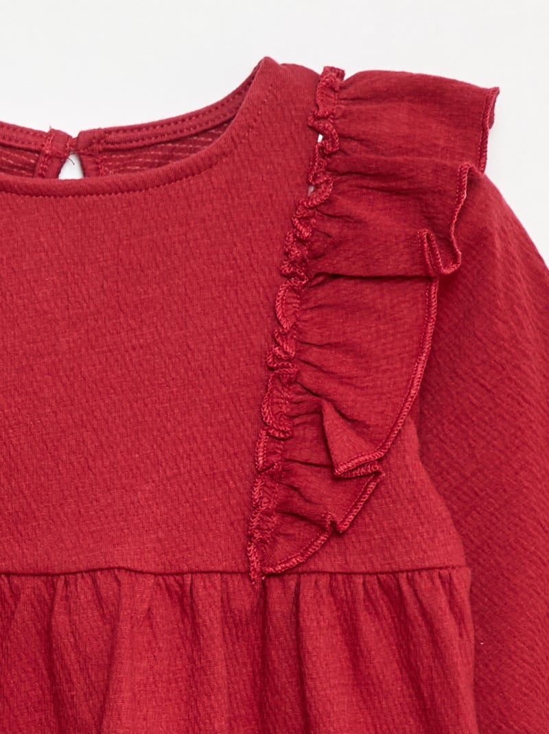 Robe légère à manches longues à motif Rouge - Kiabi