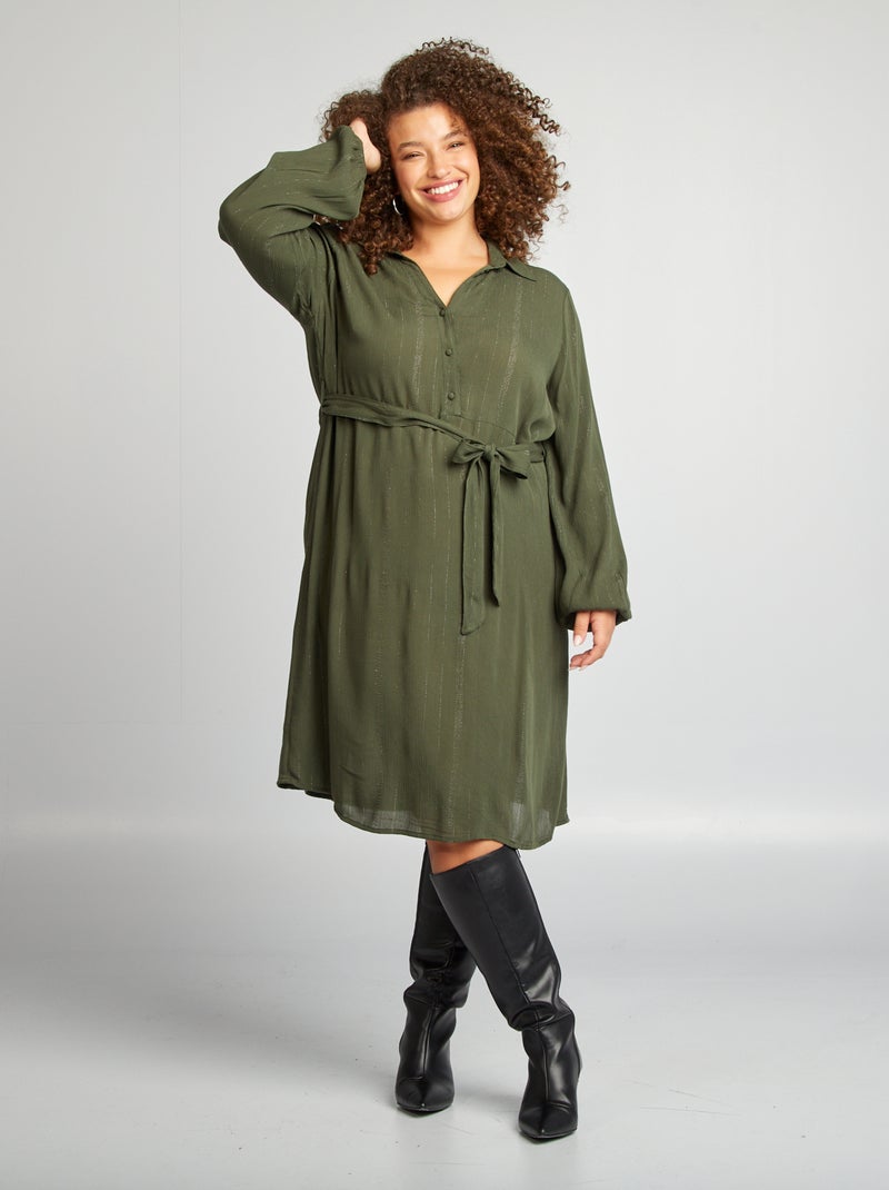 Robe légère à nouer à la taille 'Only carmakoma' Vert - Kiabi