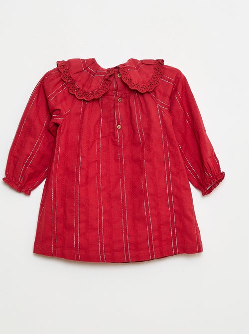 Robe légère avec fils brillants all over + col avec broderies - Kiabi