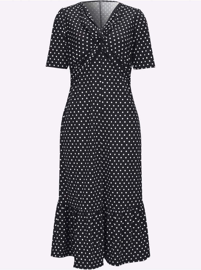 Robe Légère Drapé Raffiné - Taille Standard - Moda Vilona Noir Blanc - Kiabi